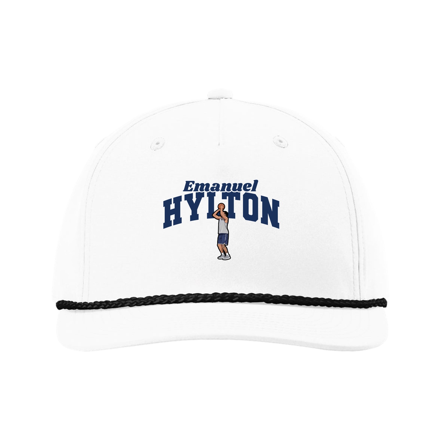 Five-Panel Classic Rope Cap — Signature Arch in White