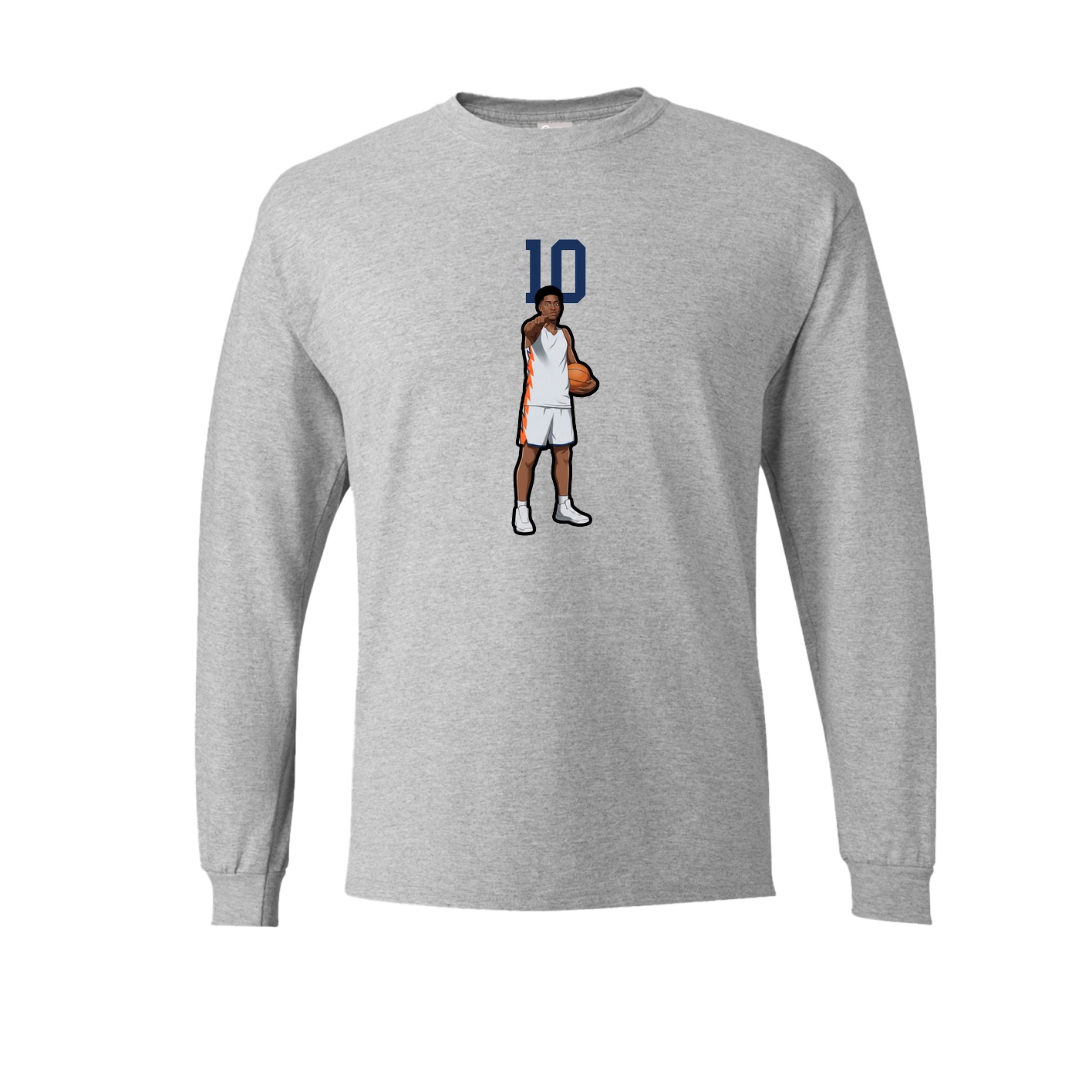 Long Sleeve Tee — Number Top in Grey