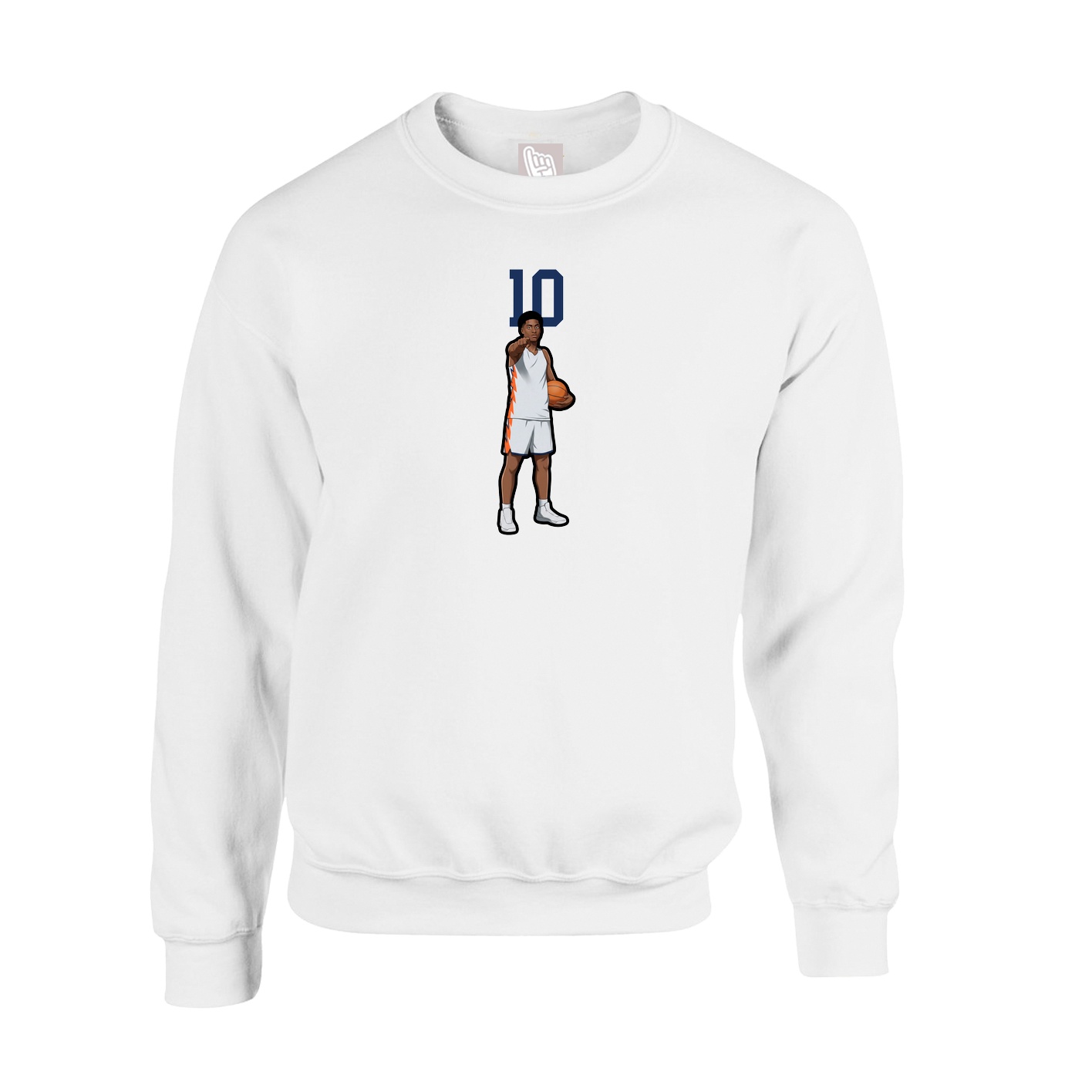 Fleece Crew — Number Top in White