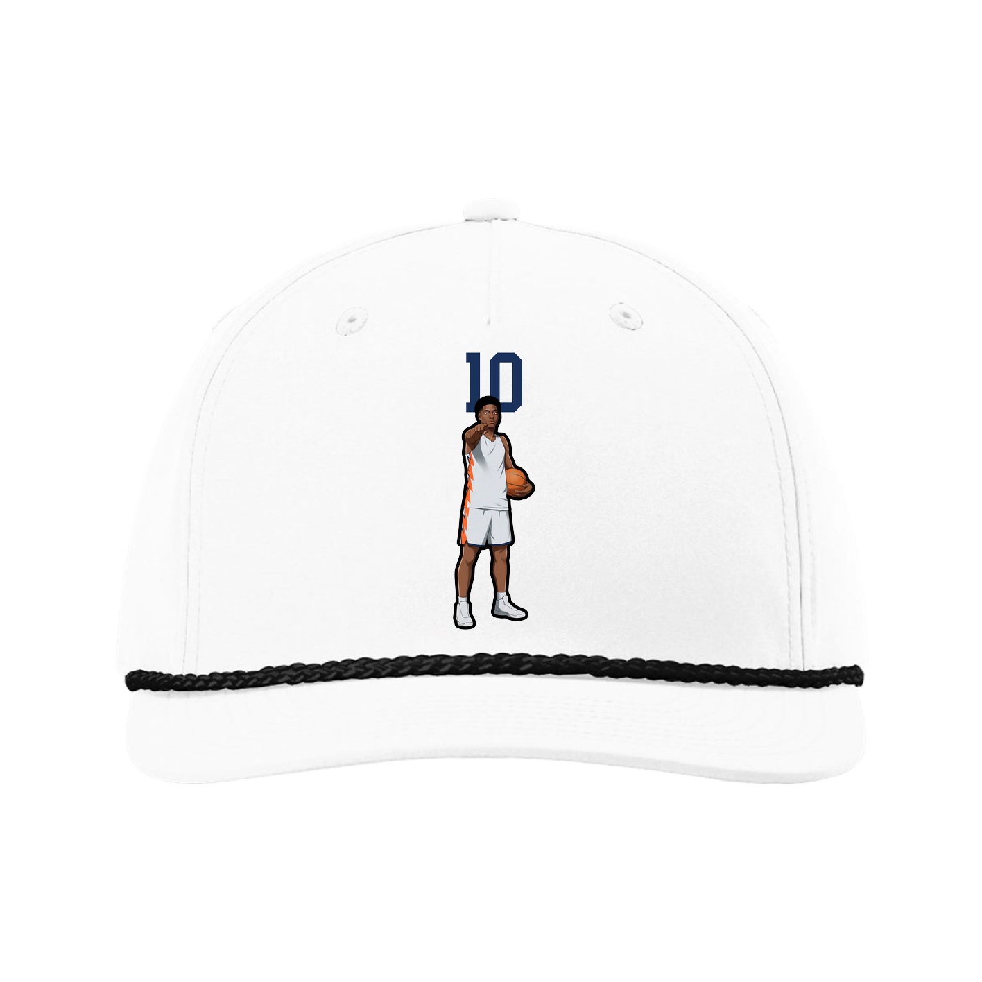 Five-Panel Classic Rope Cap — Number Top in White