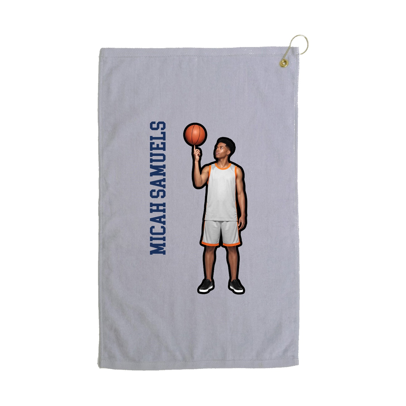 Golf Towel — Name Vertical in Grey
