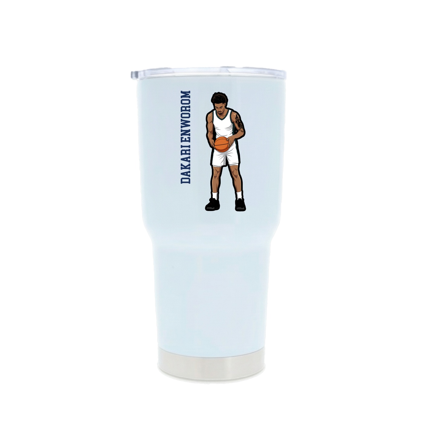 30oz Stainless Steel Tumbler — Name Vertical in White