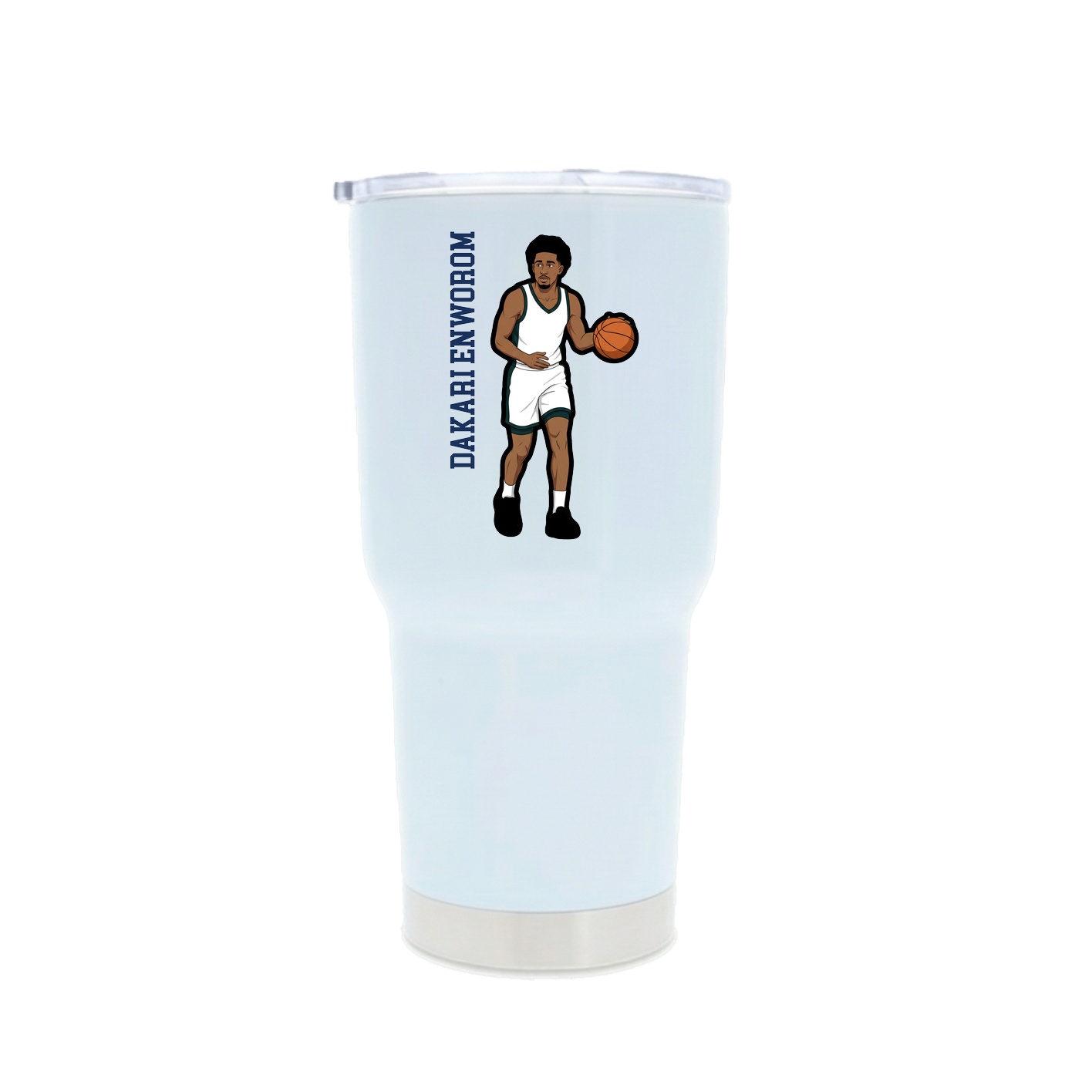 30oz Stainless Steel Tumbler — Name Vertical in White