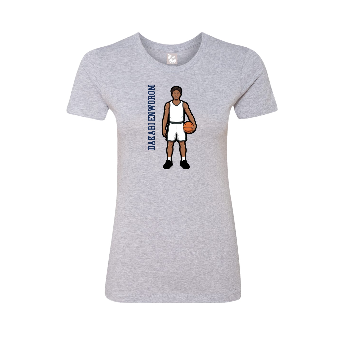 Fitted Women's Tee — Name Vertical in Grey