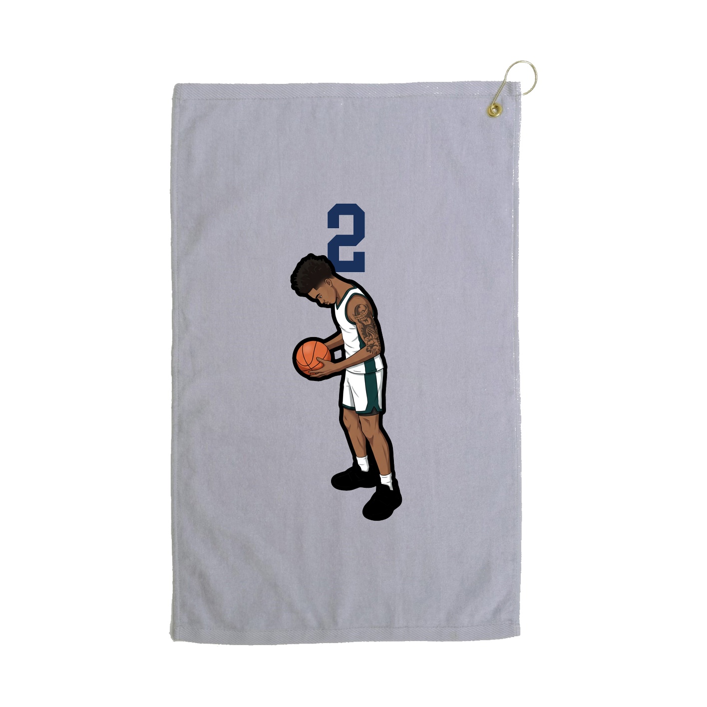 Golf Towel — Number Top in Grey