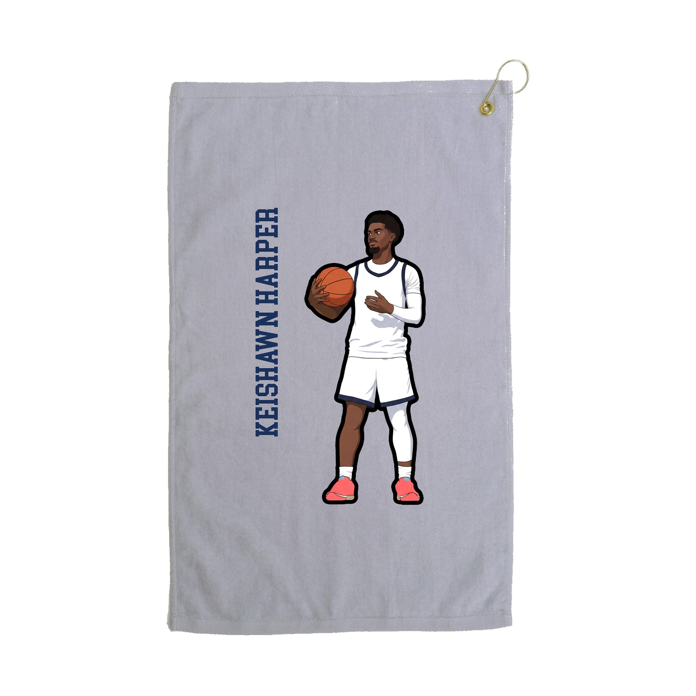 Golf Towel — Name Vertical in Grey