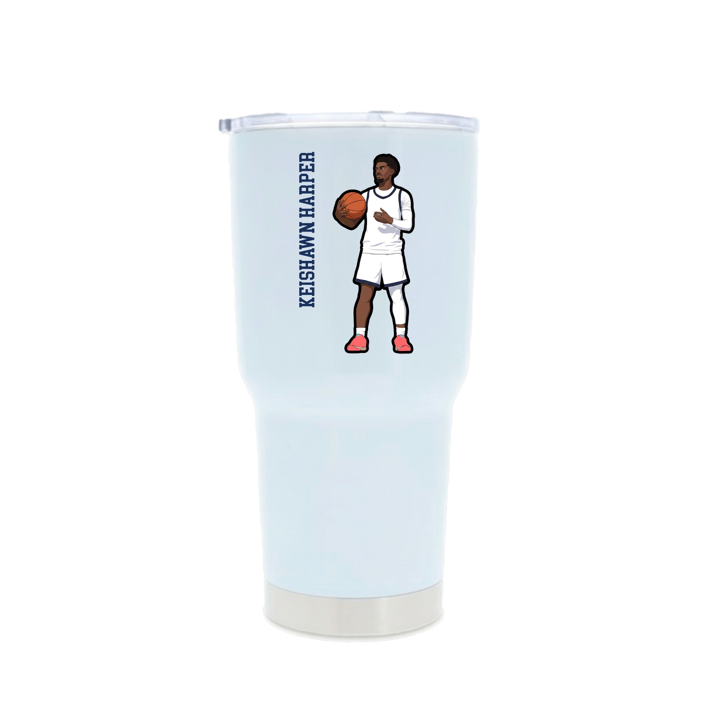 30oz Stainless Steel Tumbler — Name Vertical in White