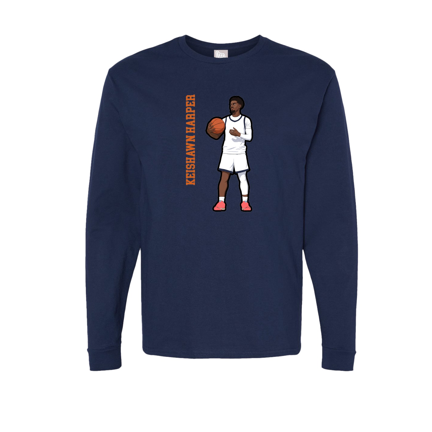 Long Sleeve Tee — Name Vertical in Navy