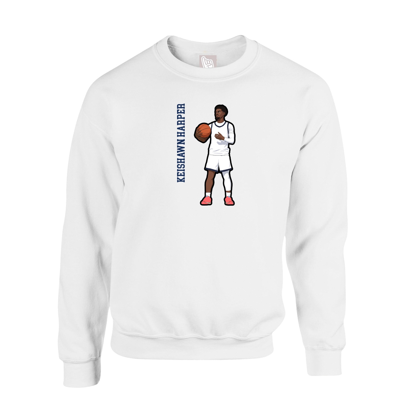 Fleece Crew — Name Vertical in White
