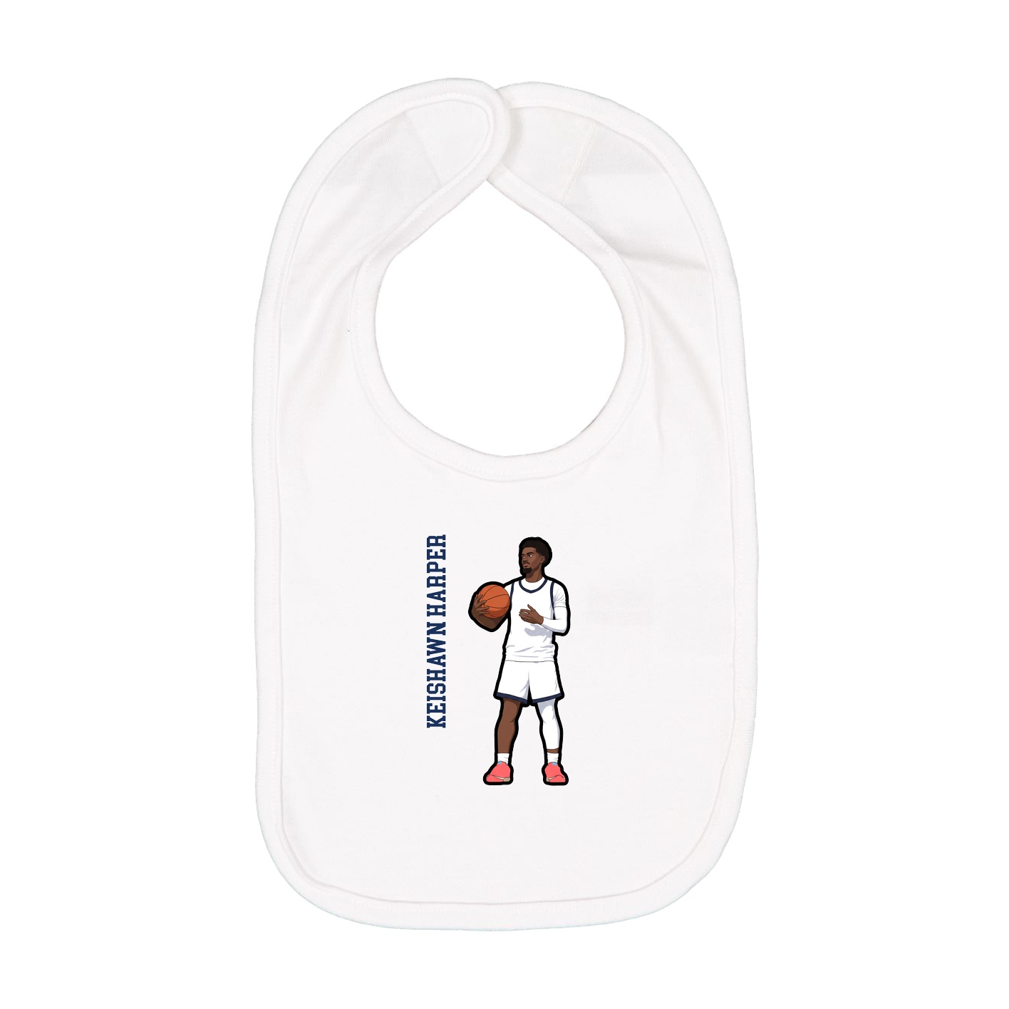 Infant Bib — Name Vertical in White