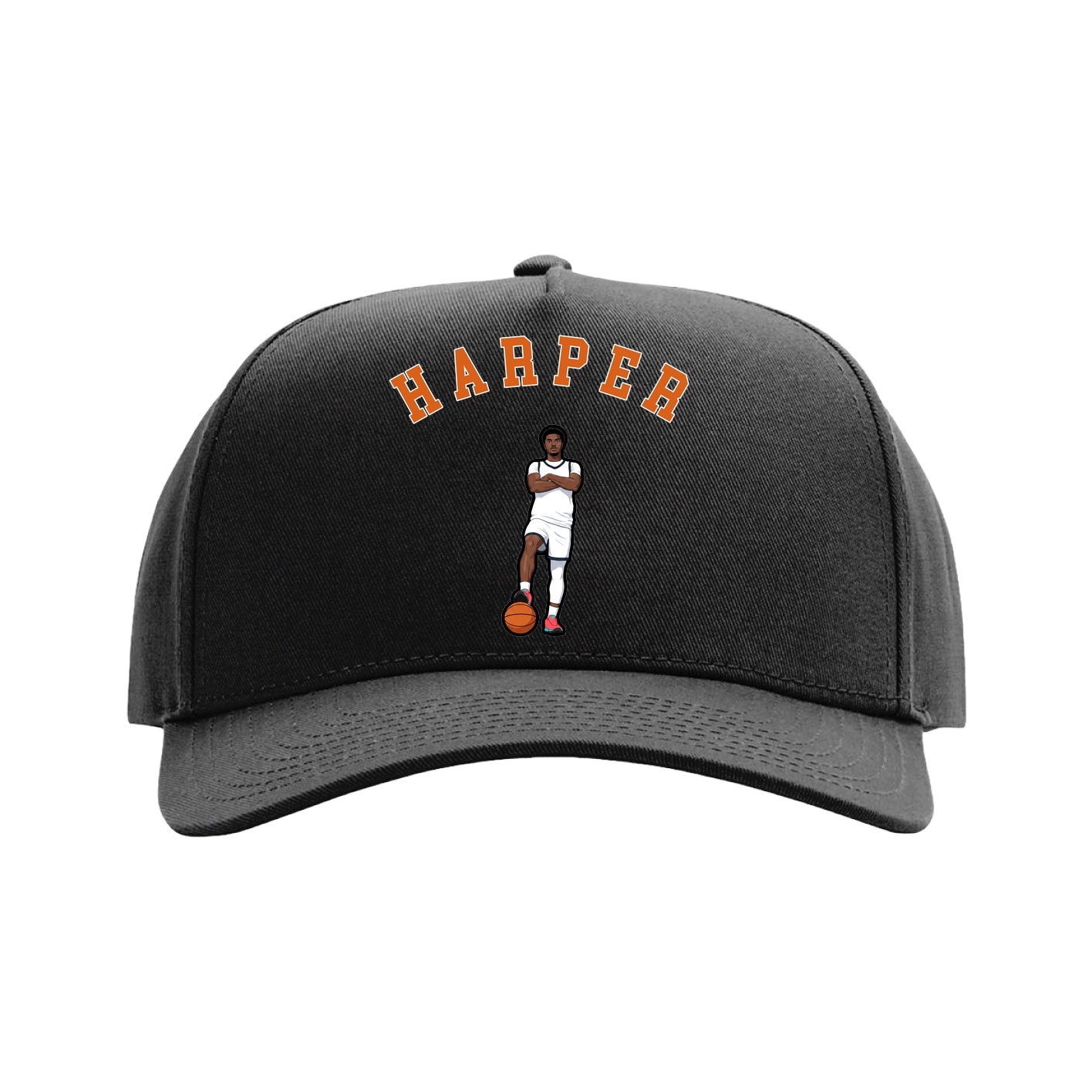 Full Fabric Five-Panel Champ Cap — Shirsey Arch in Black