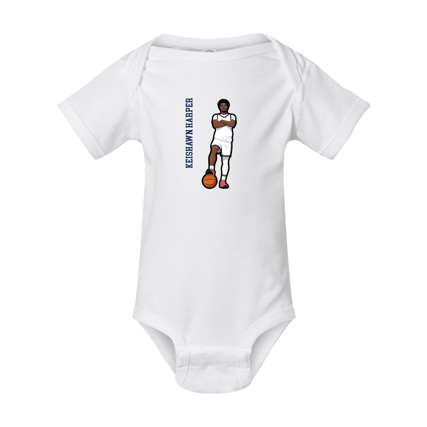 Baby Onesie — Name Vertical in White