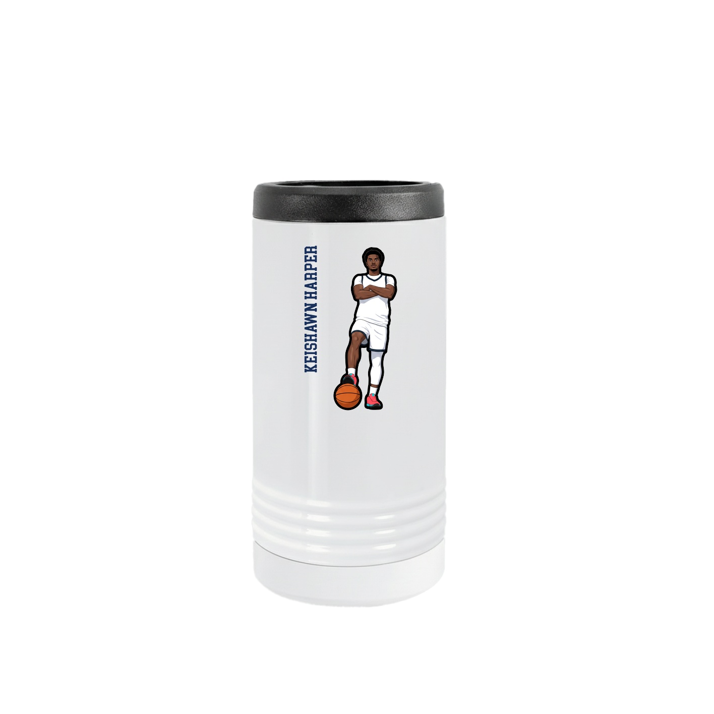 Slim Beverage Holder — Name Vertical in White