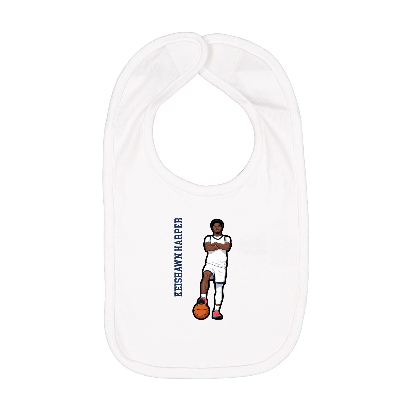Infant Bib — Name Vertical in White