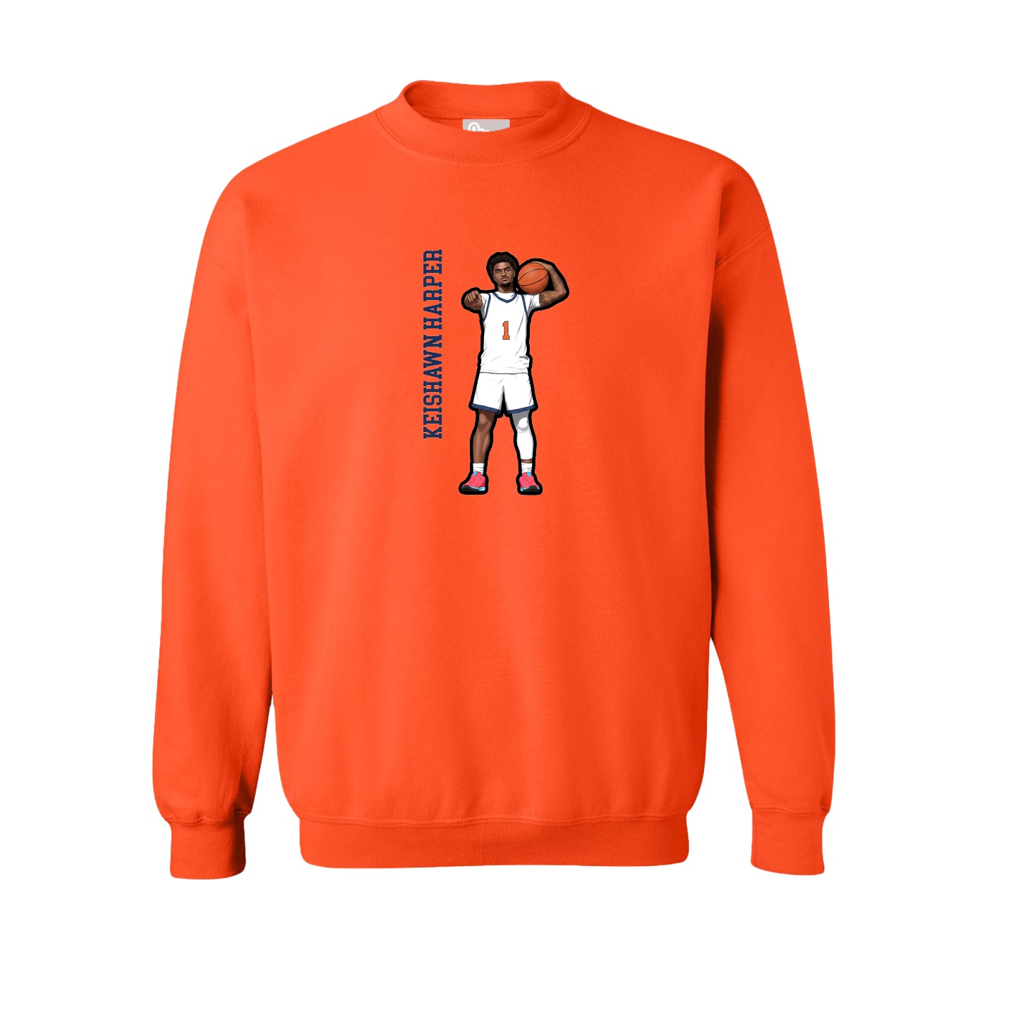 Fleece Crew — Name Vertical in Orange