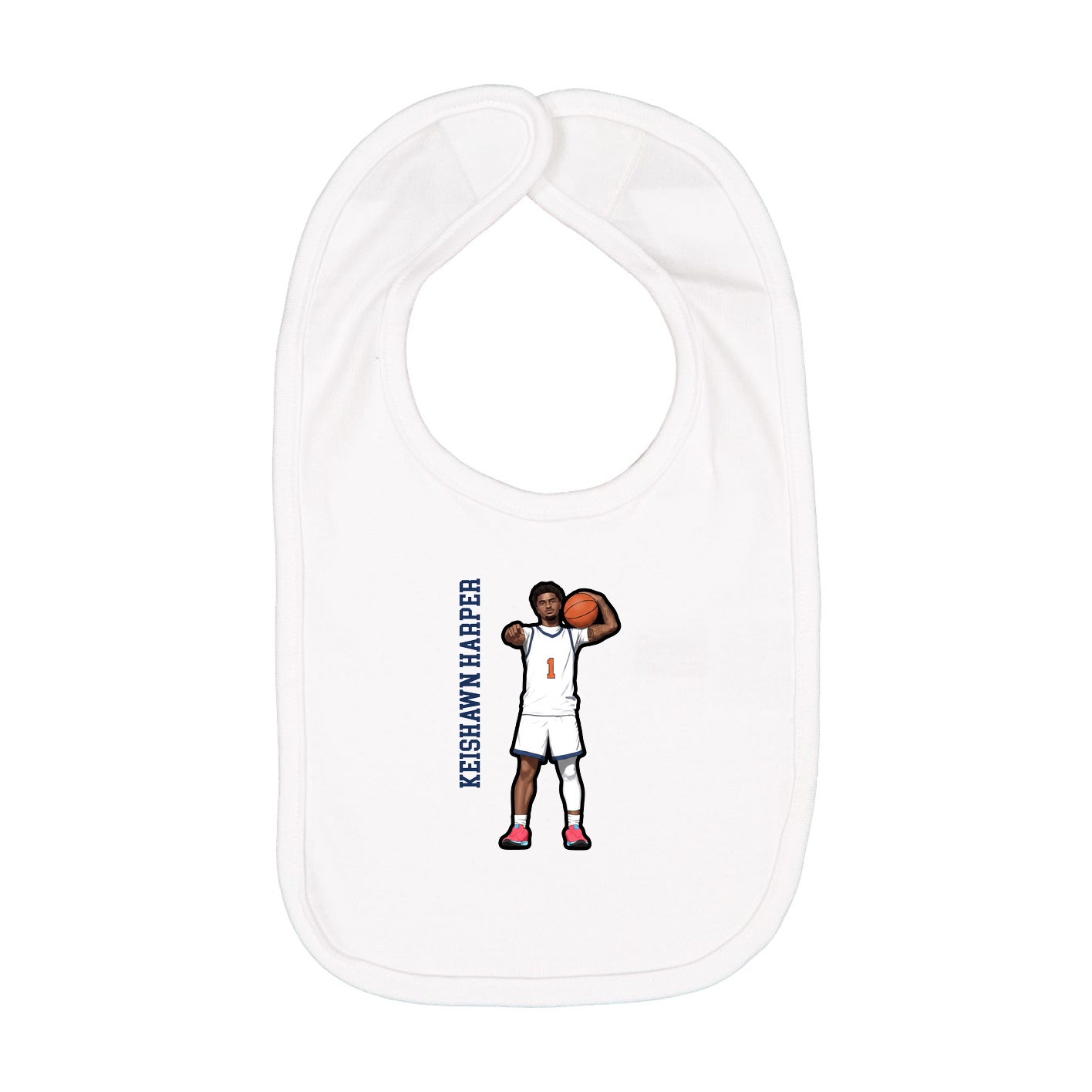 Infant Bib — Name Vertical in White
