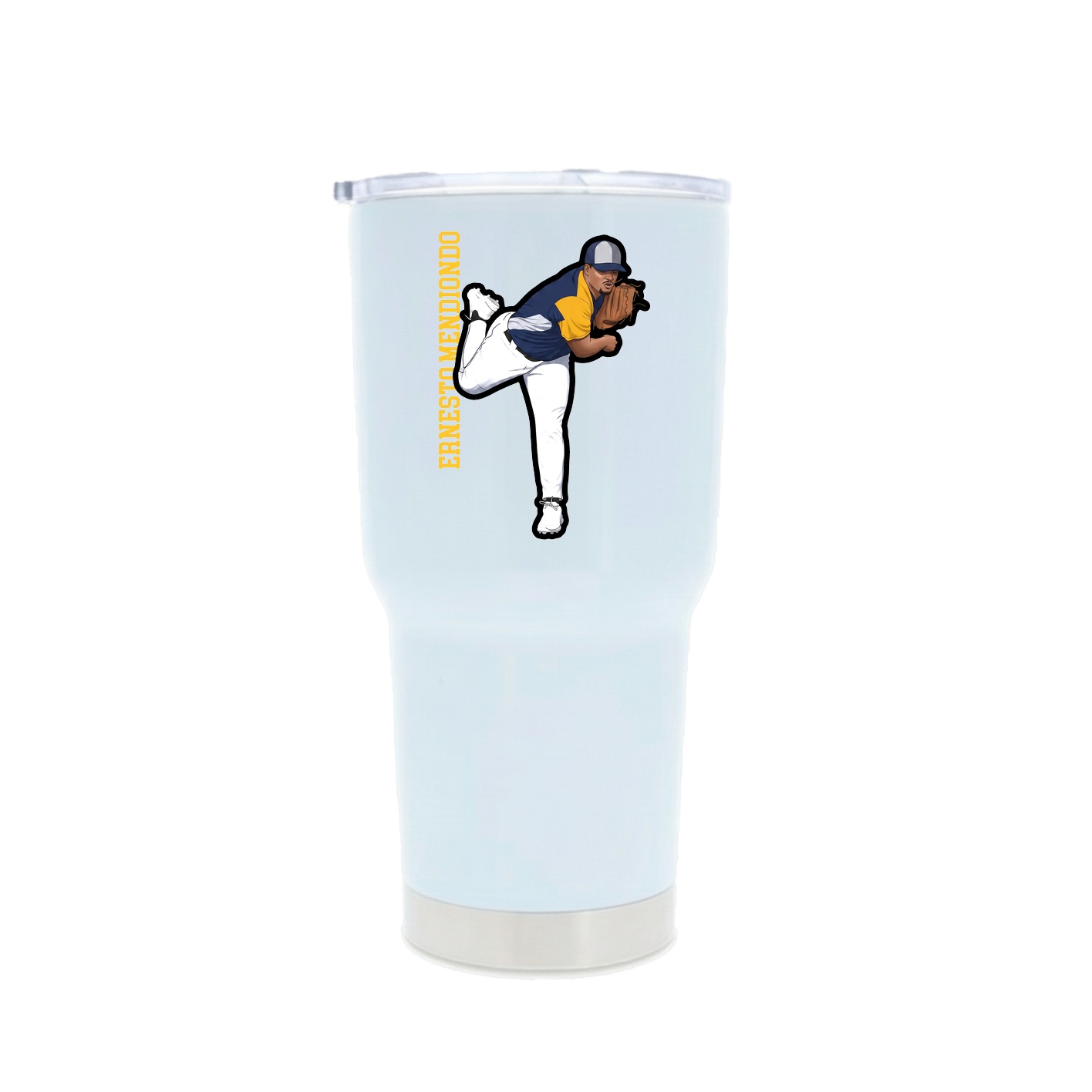 30oz Stainless Steel Tumbler — Name Vertical in White
