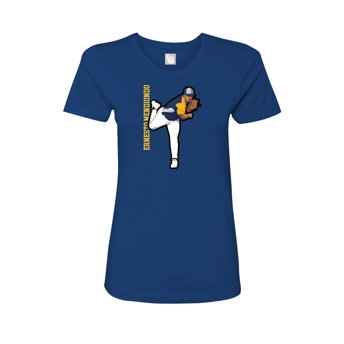 Fitted Women's Tee — Name Vertical in Royal