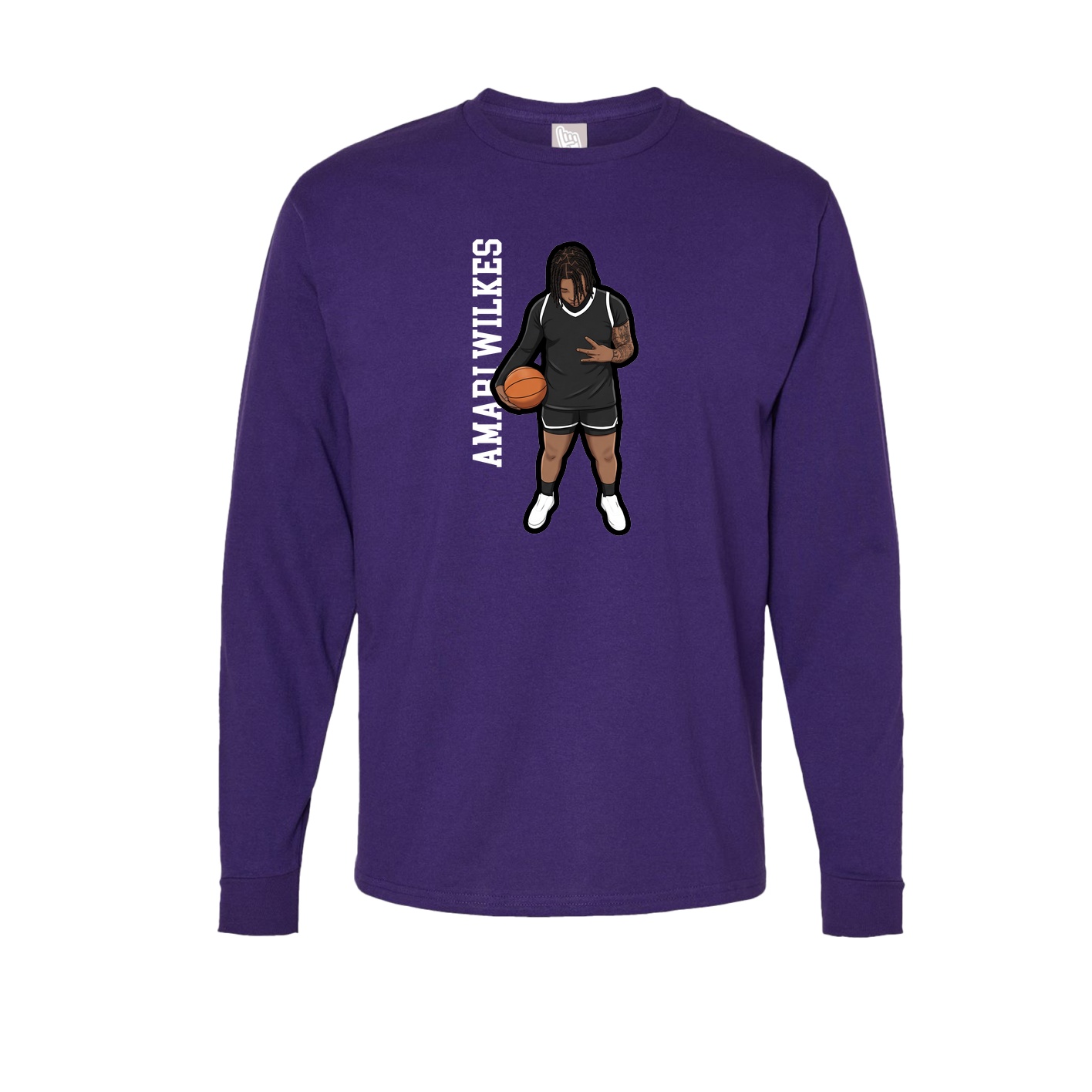 Long Sleeve Tee — Name Vertical in Purple