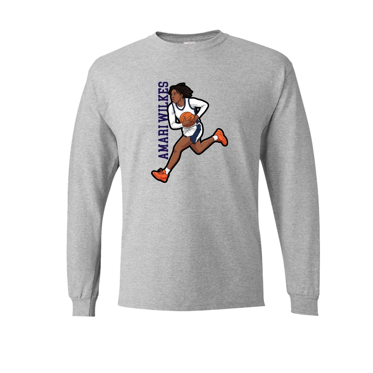 Long Sleeve Tee — Name Vertical in Grey