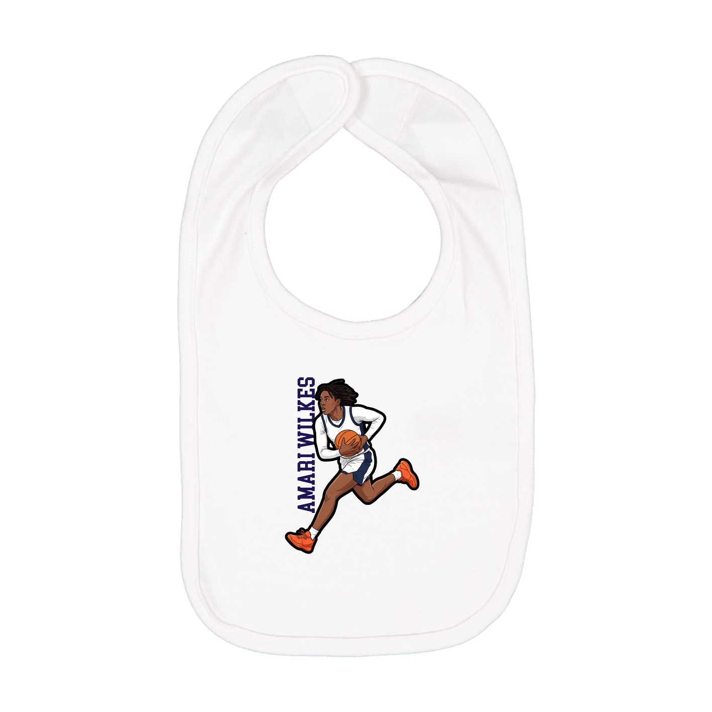 Infant Bib — Name Vertical in White