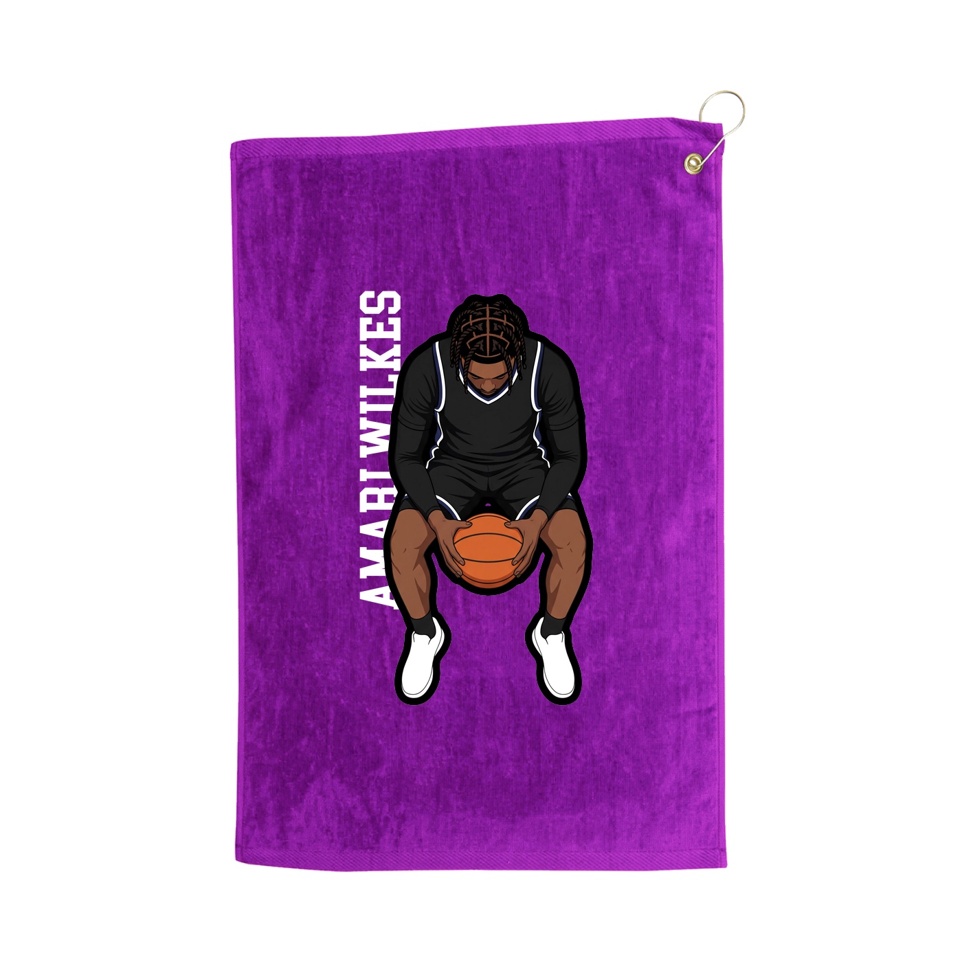 Golf Towel — Name Vertical in Purple