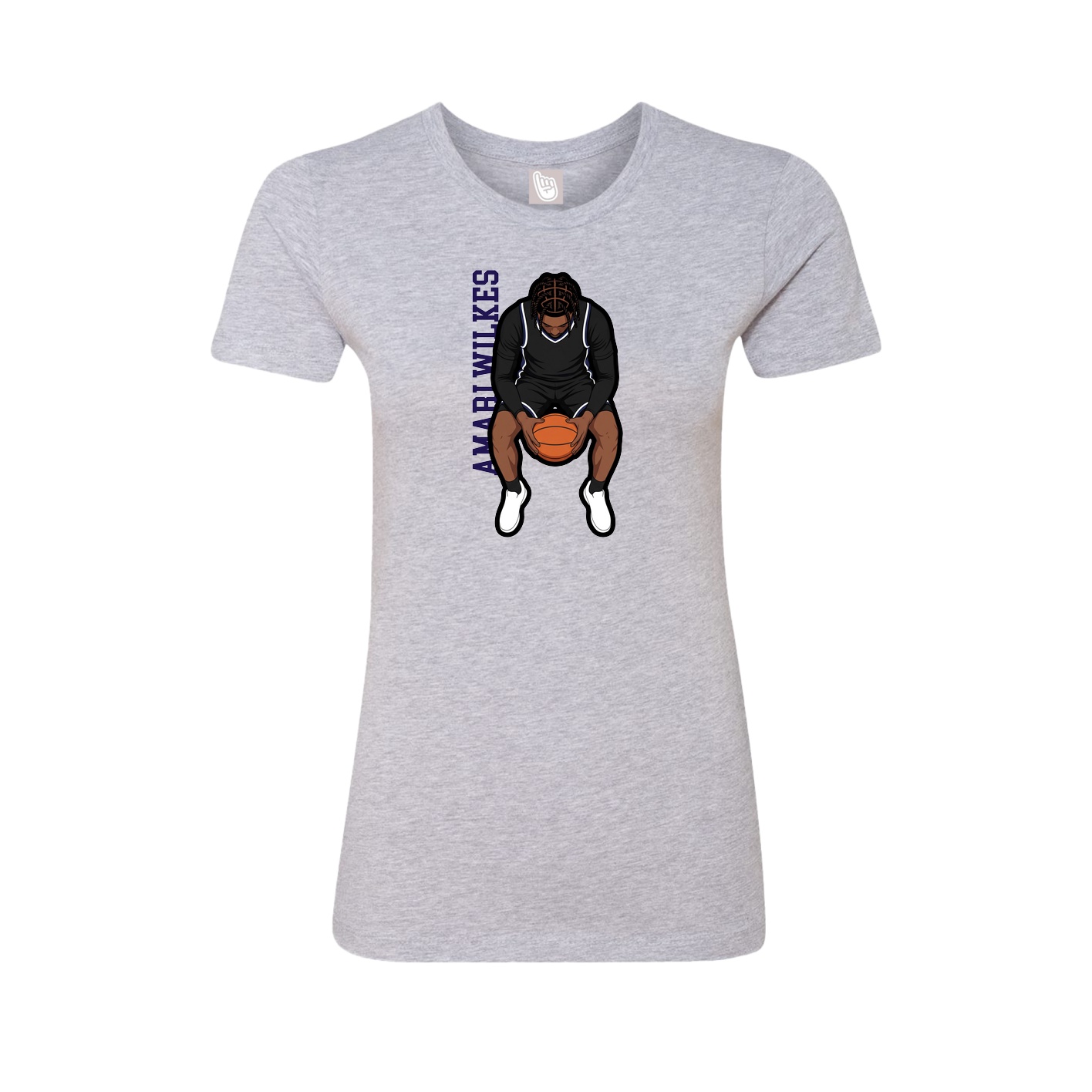 Fitted Women's Tee — Name Vertical in Grey