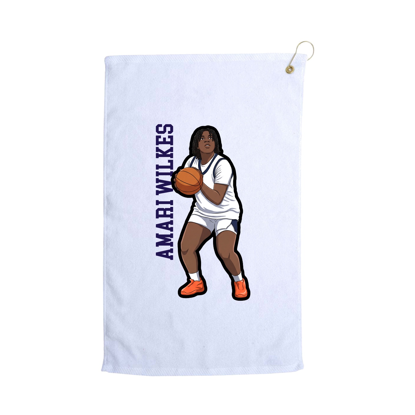 Golf Towel — Name Vertical in White