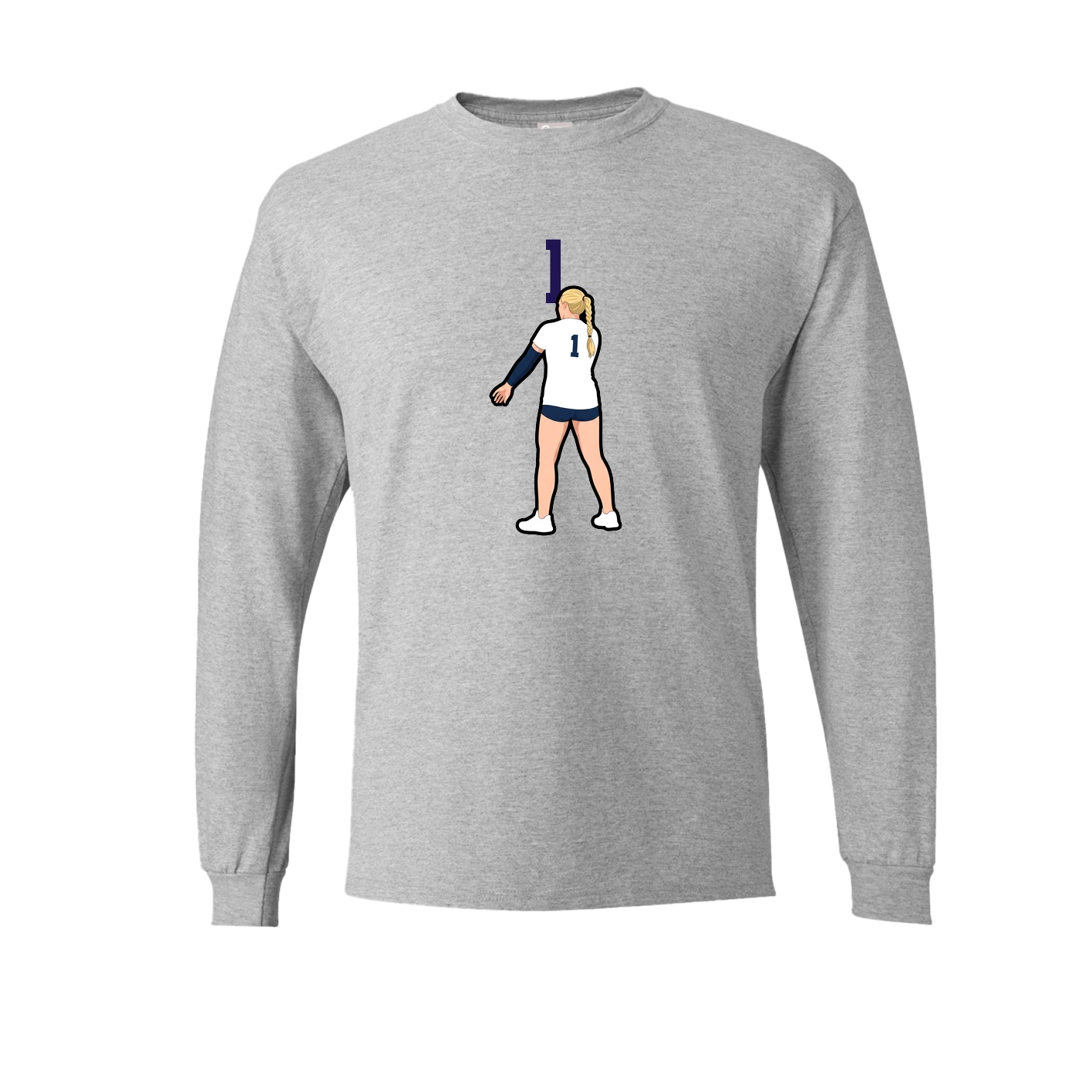 Long Sleeve Tee — Number Top in Grey