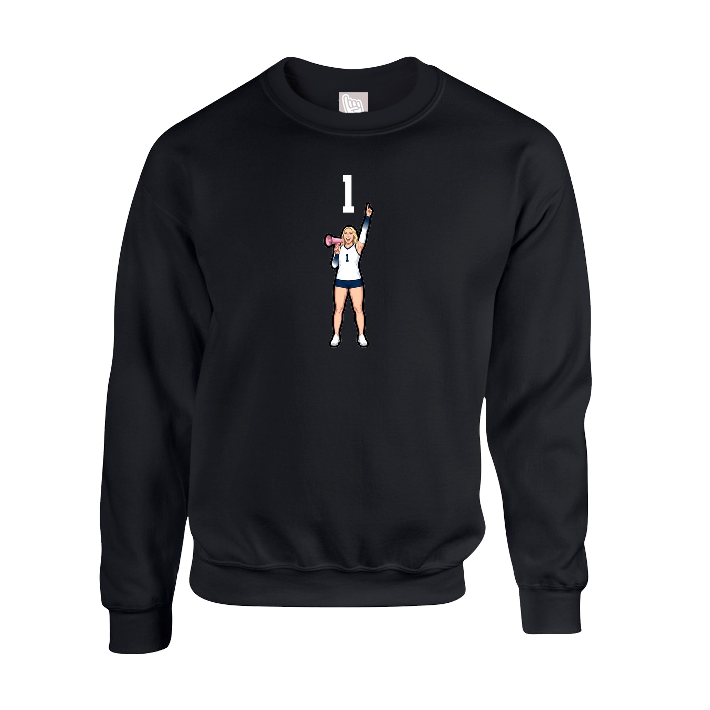 Fleece Crew — Number Top in Black