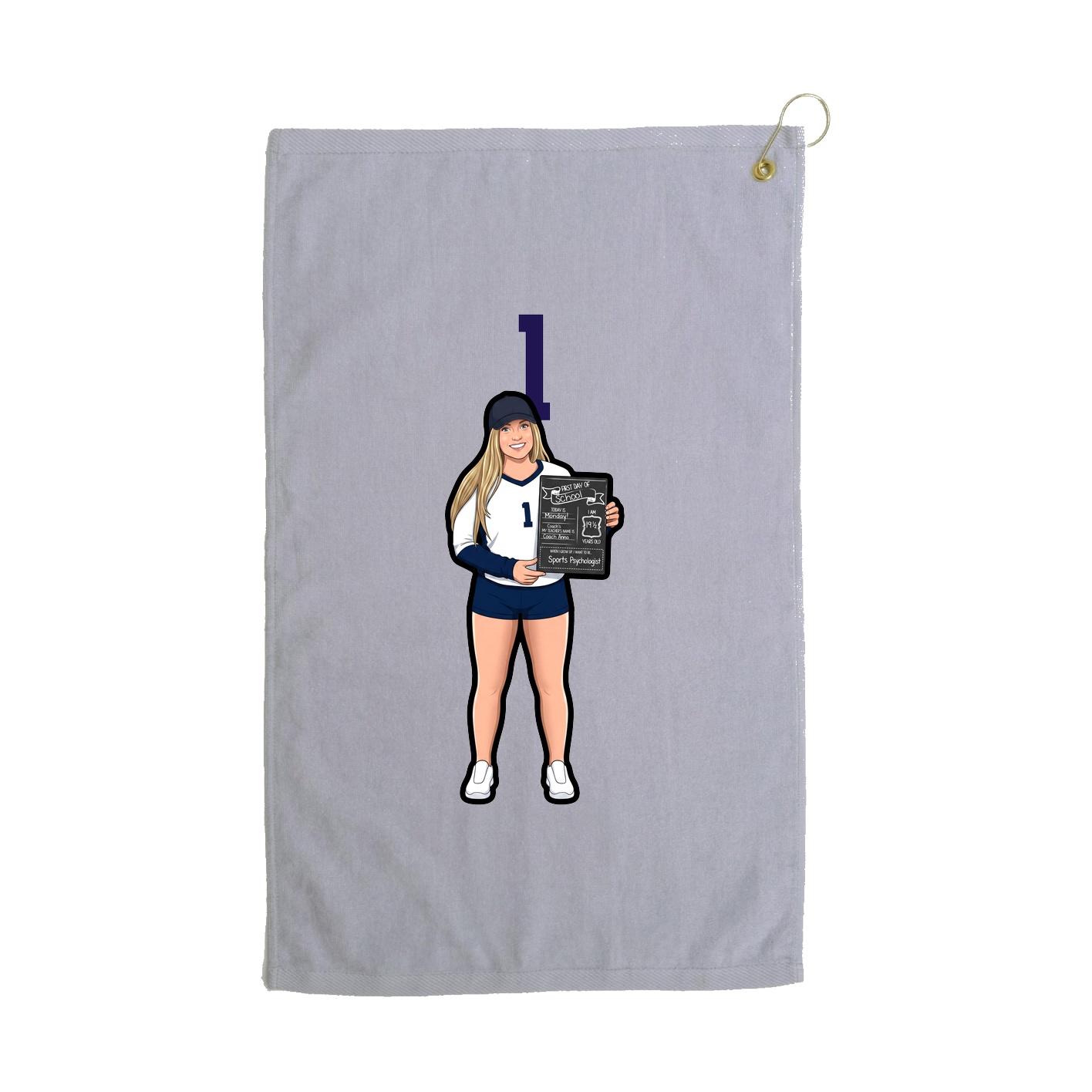 Golf Towel — Number Top in Grey