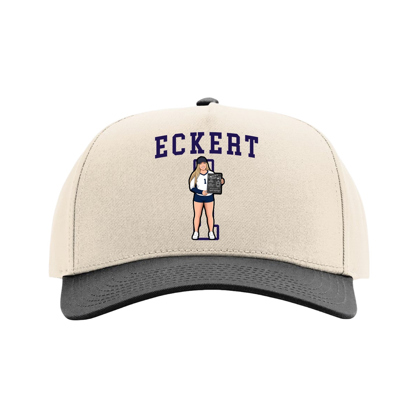 Full Fabric Five-Panel Champ Cap — Shirsey in Cream/Black