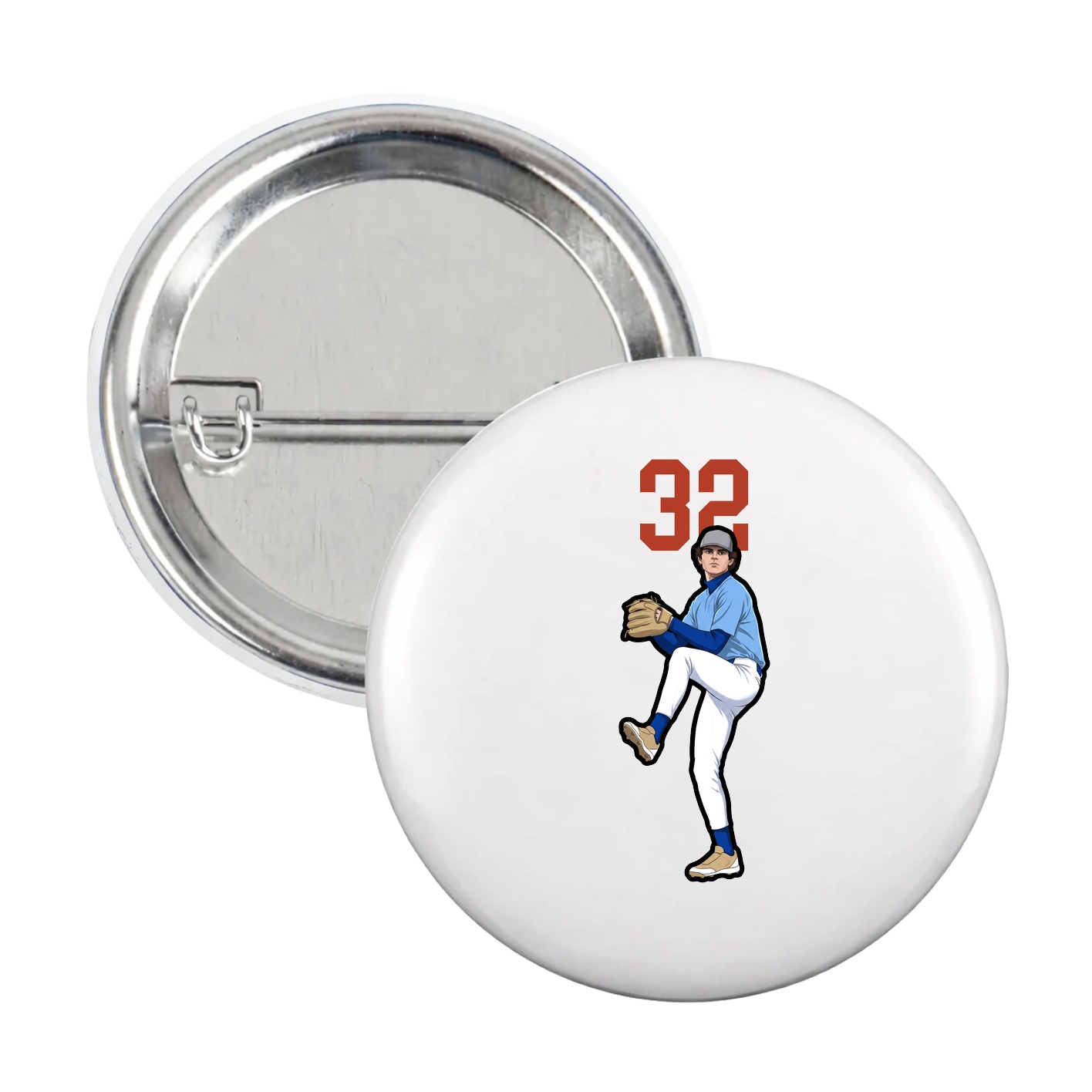 Game Day Button — Number Top in White