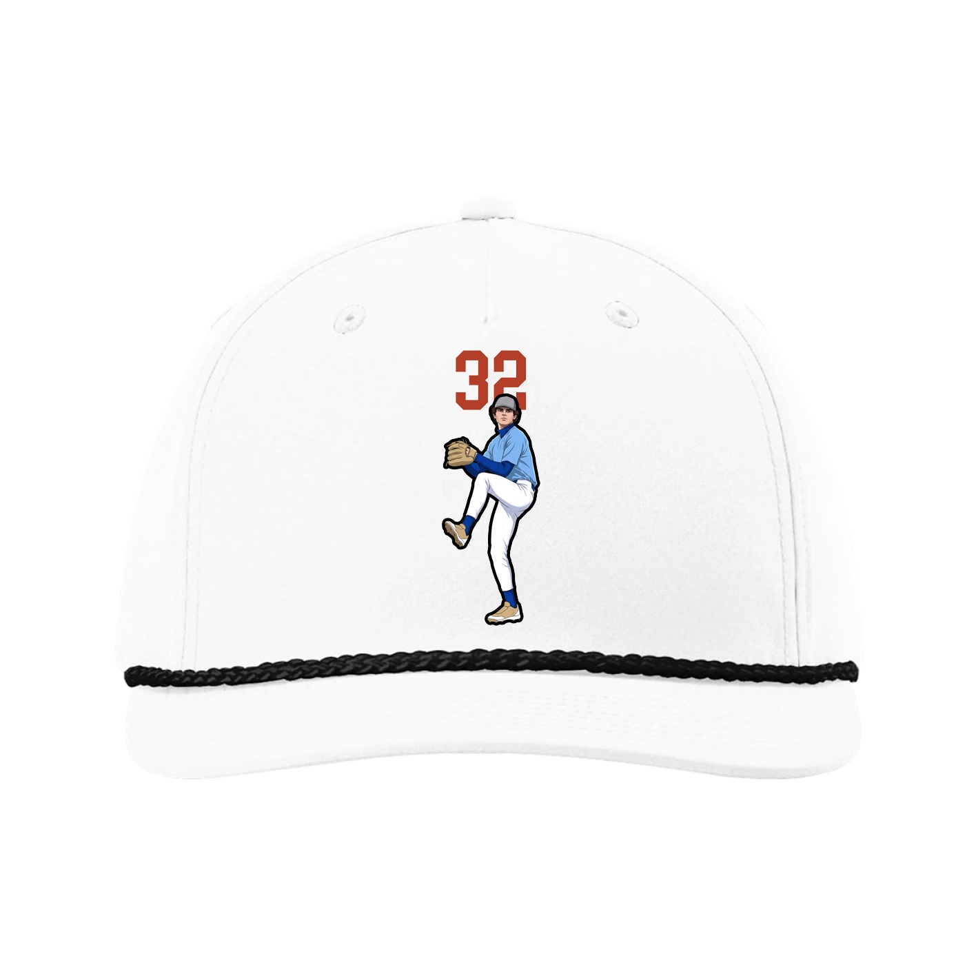 Five-Panel Classic Rope Cap — Number Top in White