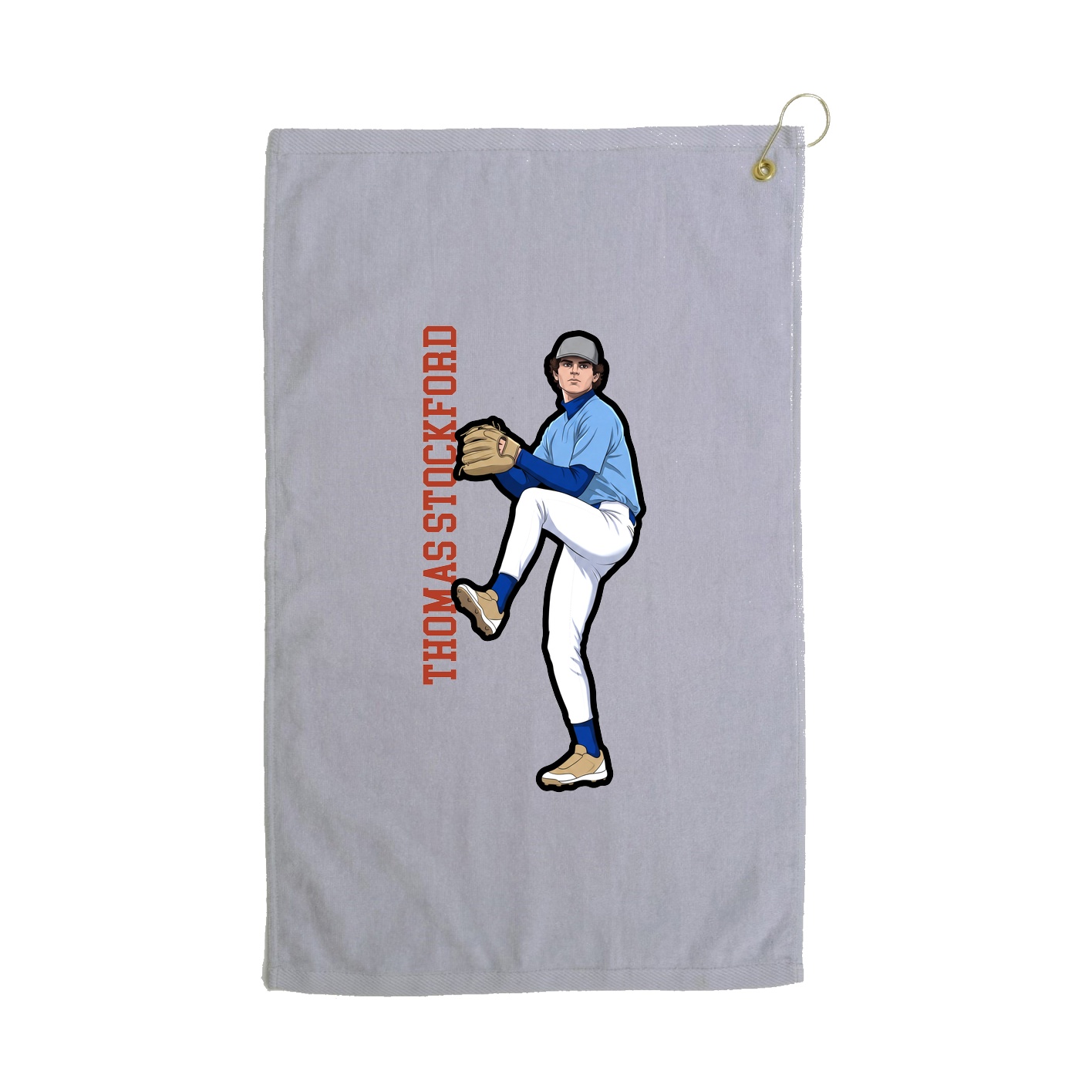 Golf Towel — Name Vertical in Grey