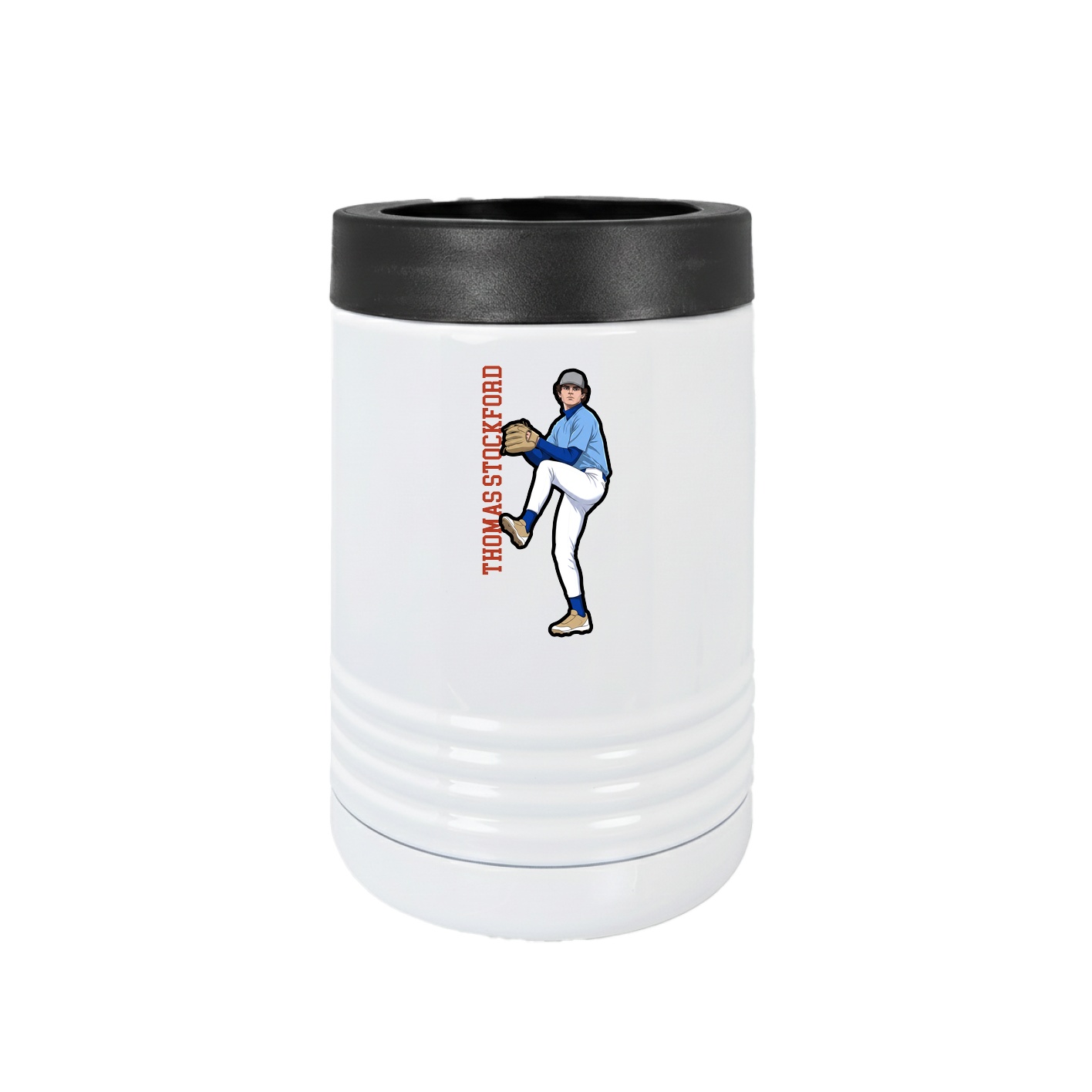 Beverage Holder — Name Vertical in White