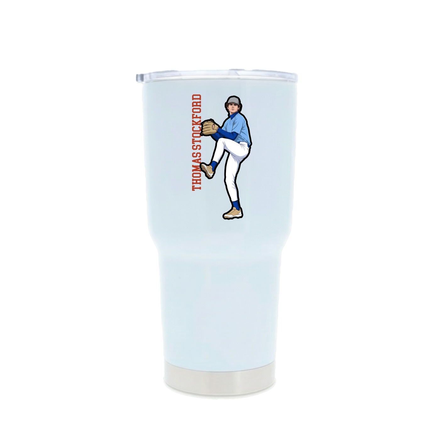 30oz Stainless Steel Tumbler — Name Vertical in White