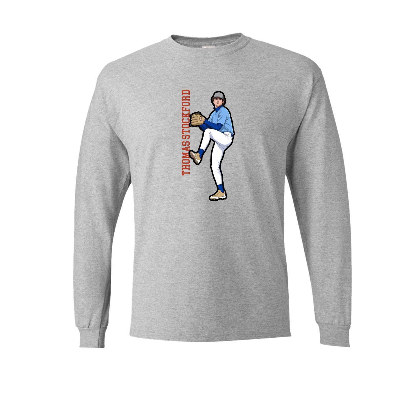 Long Sleeve Tee — Name Vertical in Grey
