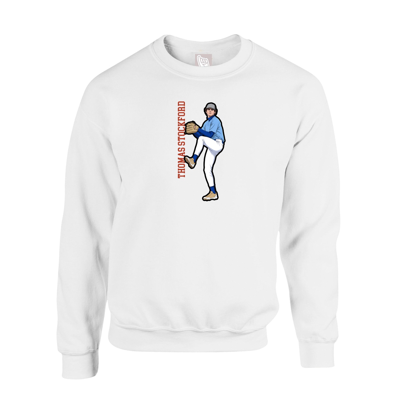 Fleece Crew — Name Vertical in White