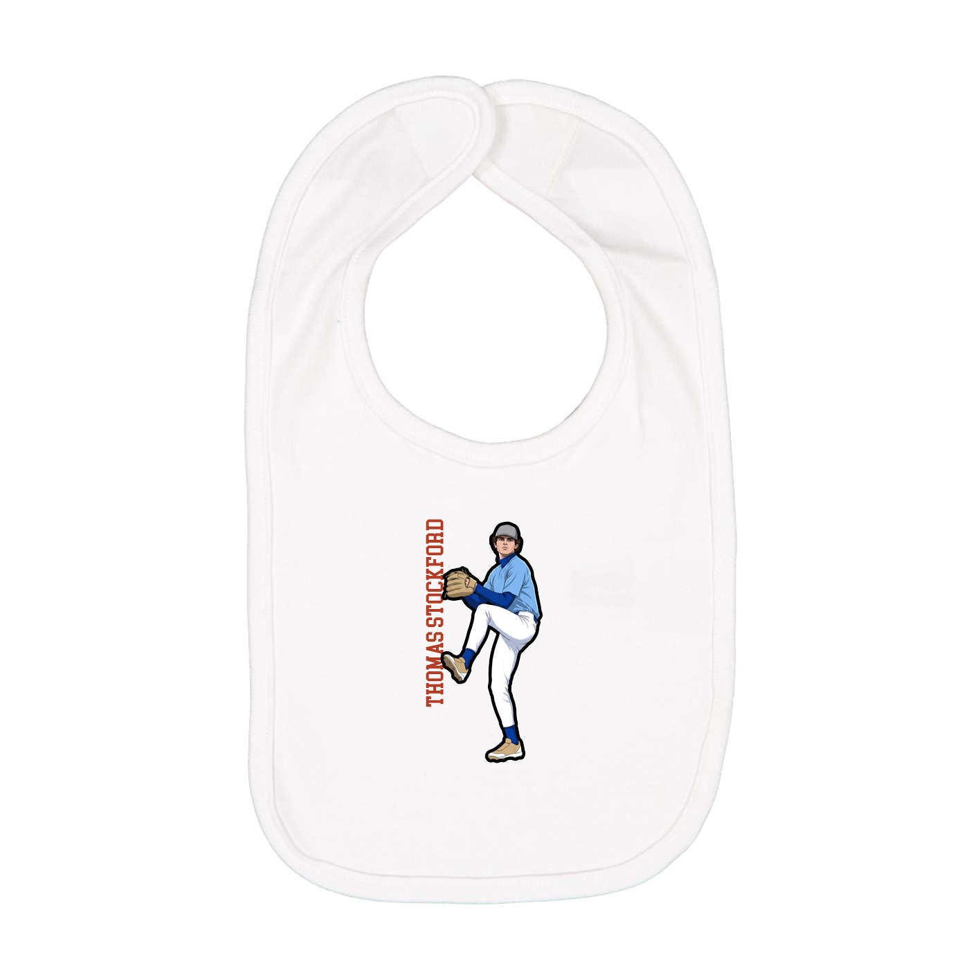 Infant Bib — Name Vertical in White