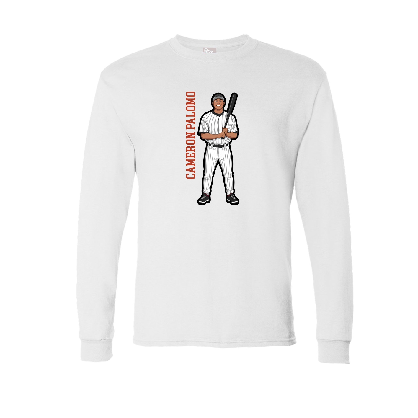 Long Sleeve Tee — Name Vertical in White