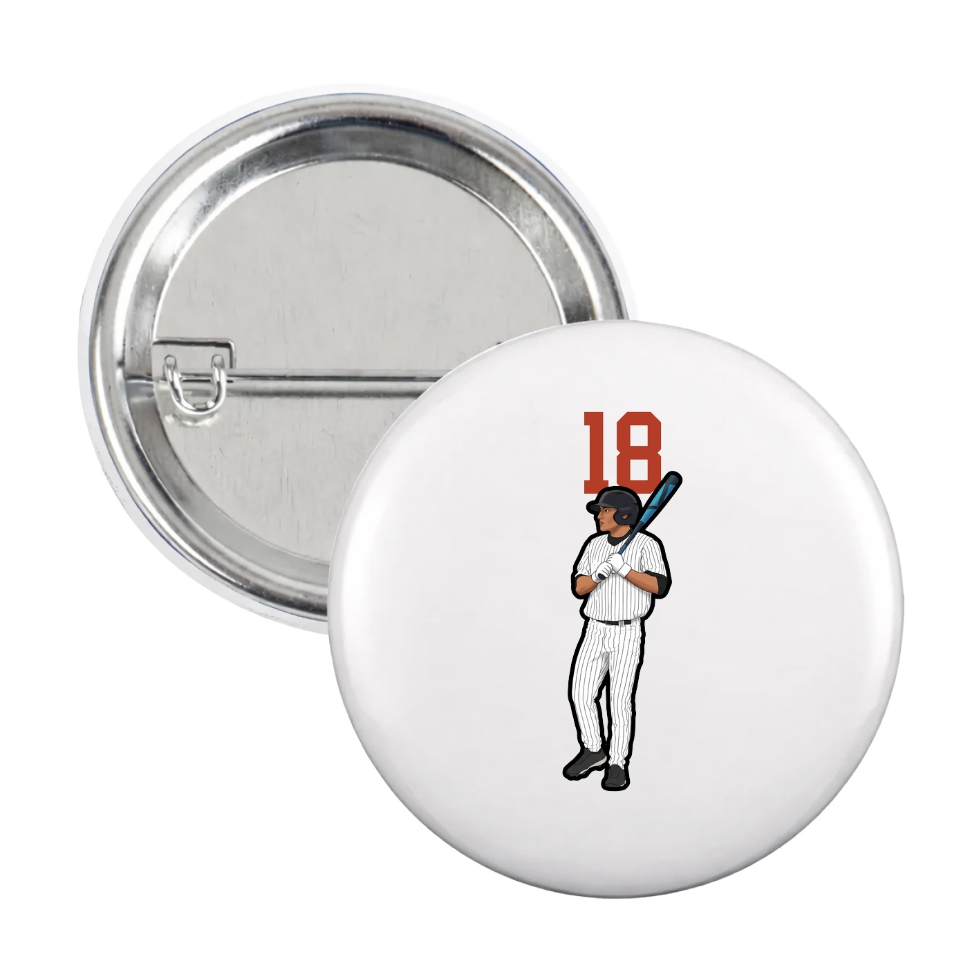 Game Day Button — Number Top in White