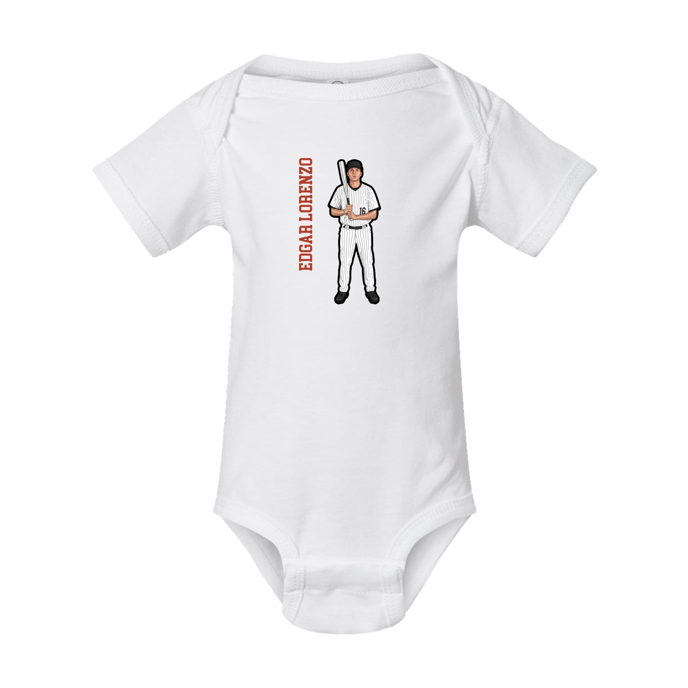Baby Onesie — Name Vertical in White