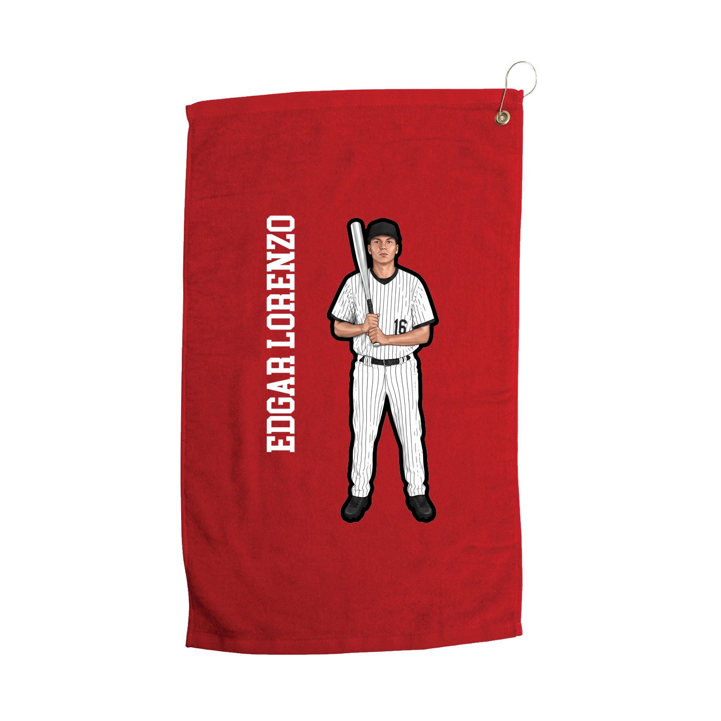 Golf Towel — Name Vertical in Red
