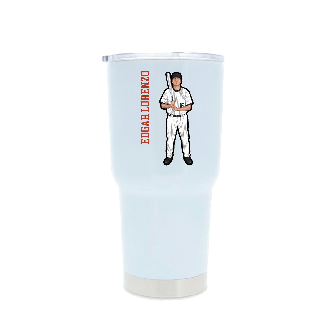 30oz Stainless Steel Tumbler — Name Vertical in White