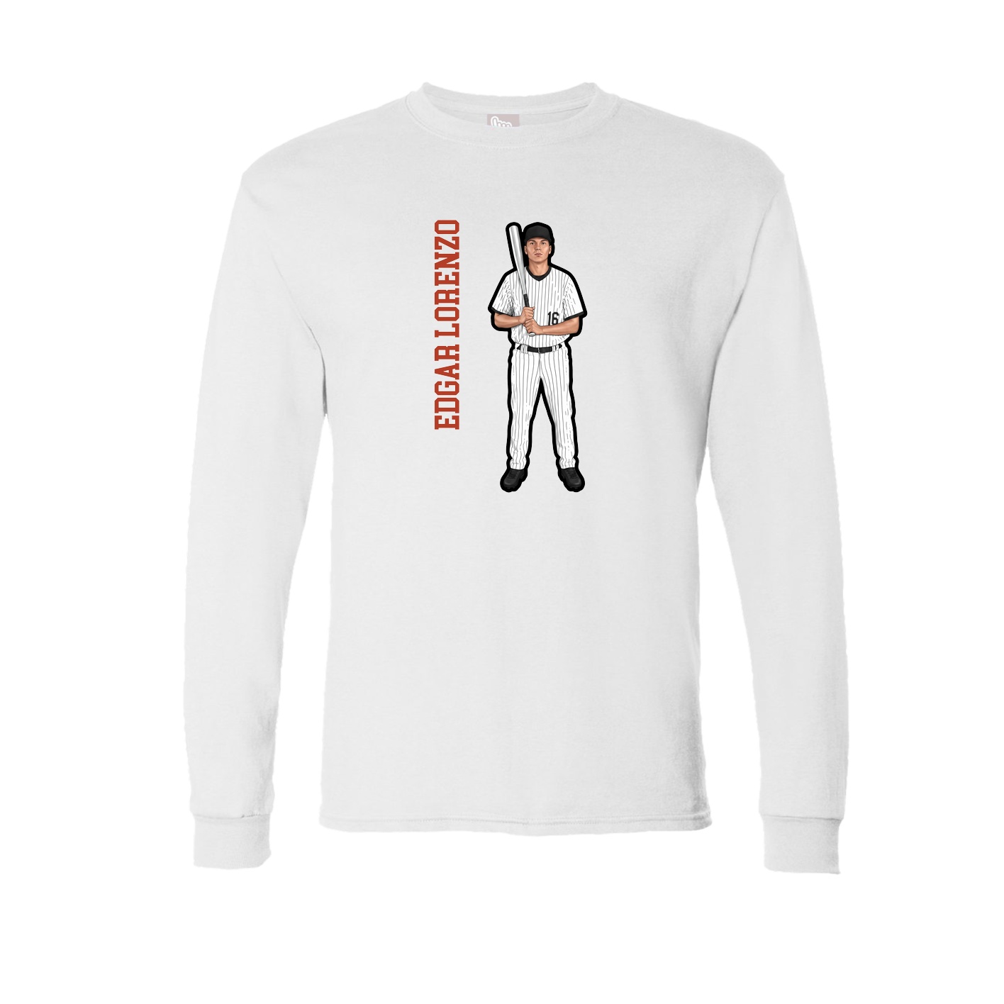 Long Sleeve Tee — Name Vertical in White