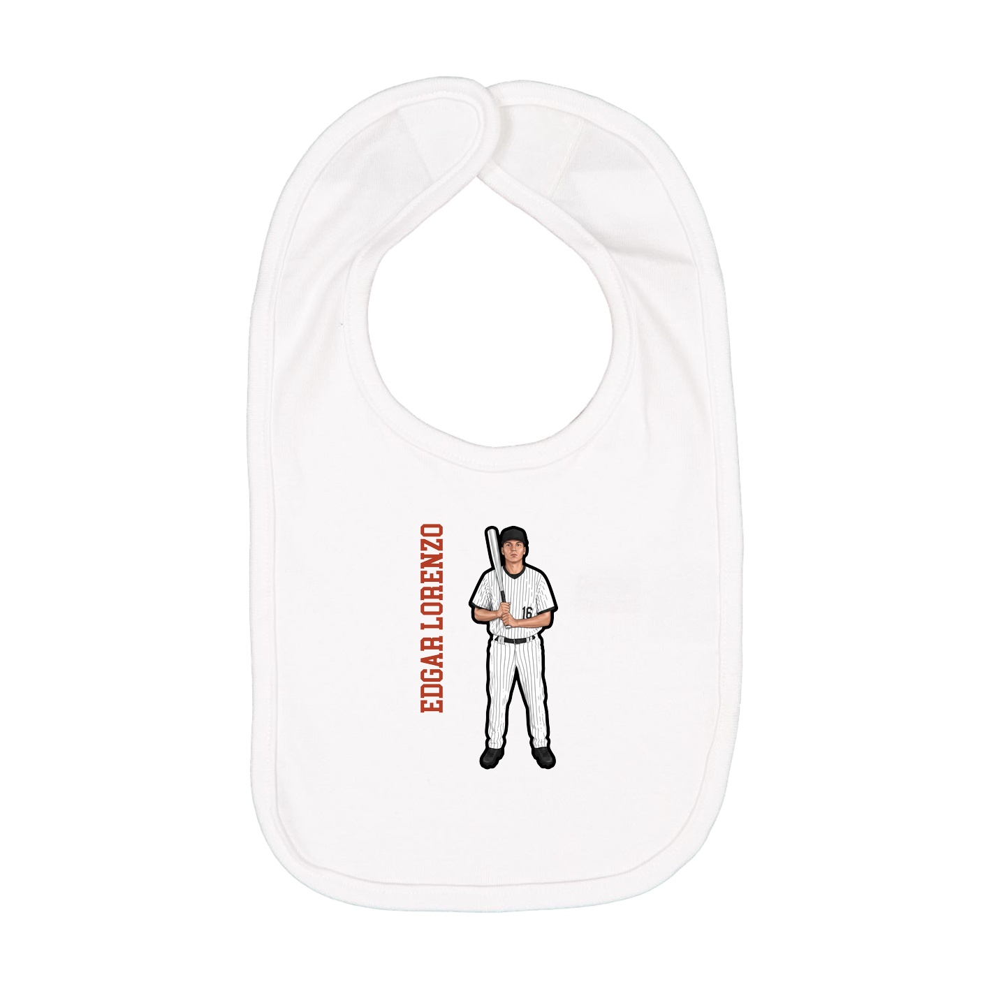 Infant Bib — Name Vertical in White