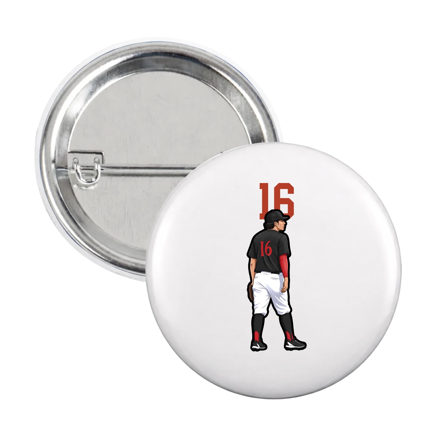 Game Day Button — Number Top in White