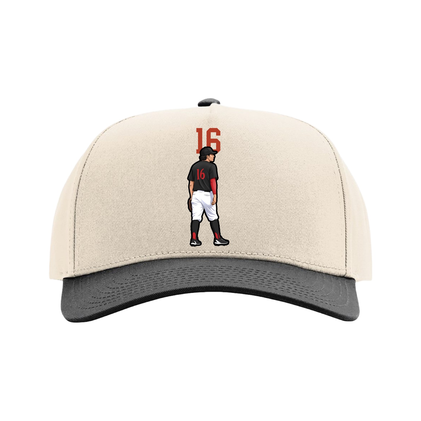 Full Fabric Five-Panel Champ Cap — Number Top in Cream/Black