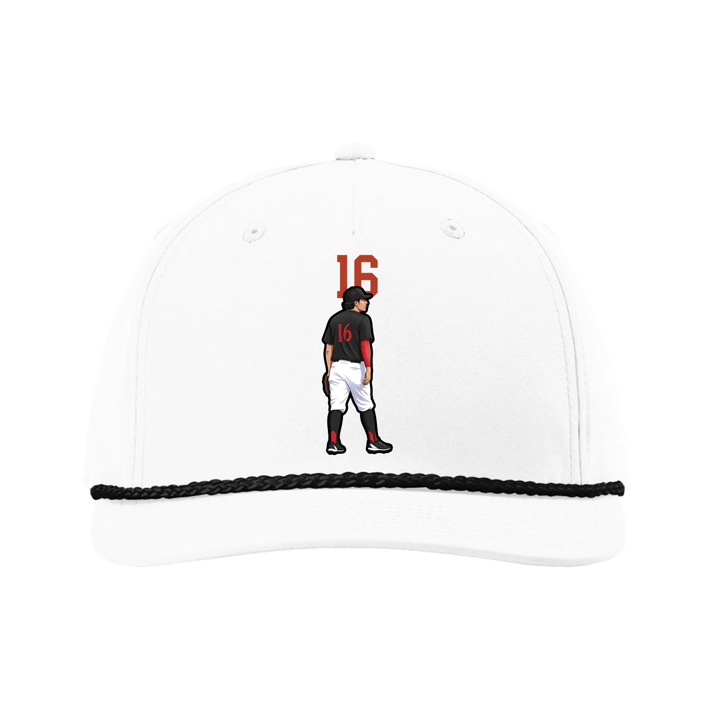 Five-Panel Classic Rope Cap — Number Top in White